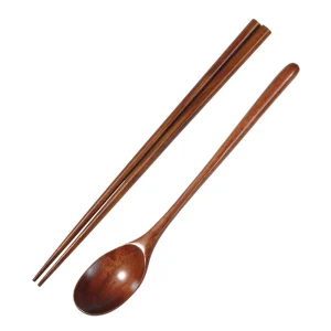 2pcs/Set Dinnerware Sets Wood Spoon Chopsticks Portable Travel Japanese Lunch Tableware Wooden Coffee Spoon Kitchen Cutlery