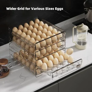 Clear 60 Egg Container for Refrigerator, Egg Holder for Fridge,Stackable Egg Storage Container, Egg Fresh Storage Box Tray