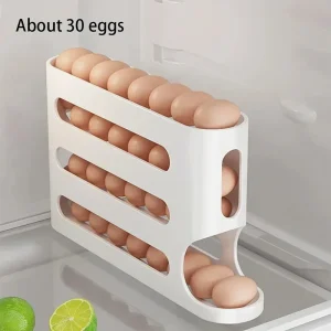 4 Layers Automatic Rolling Egg Holder Fridge Egg Storage Box Container Kitchen Refrigerator Egg Dispenser Fridge Organizer