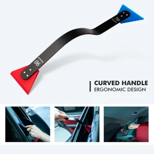 FOSHIO 1/2pcs Curved Handle Cleaning Scraper No-Scratch Rubber Blade Squeegee Hand Wiper Windshield Car Wash Mirror Clean Tools