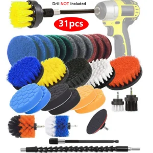 4PCS-31PCS Kitchen Cleaning Brush Kits Power Scrub Pads Scrubber Multipurpose Cleaner Scrubbing Cordless Electric Drill Brushes