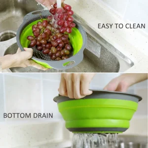 1/2pcs Silicone Round Folding Vegetable Fruits Washing Drain Basket Colander Strainer Collapsible Drainer Kitchen Accessories