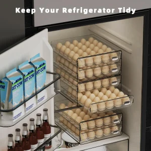 Clear 60 Egg Container for Refrigerator, Egg Holder for Fridge,Stackable Egg Storage Container, Egg Fresh Storage Box Tray