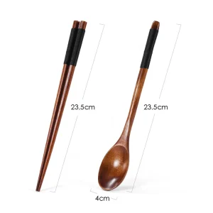 2pcs/Set Dinnerware Sets Wood Spoon Chopsticks Portable Travel Japanese Lunch Tableware Wooden Coffee Spoon Kitchen Cutlery