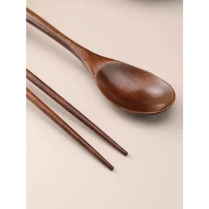 Natural Wood Dinnerware Spoon Chopsticks Fork Dinner Portable Tableware Grain Household Kitchen Cutlery Environmentally Friendly