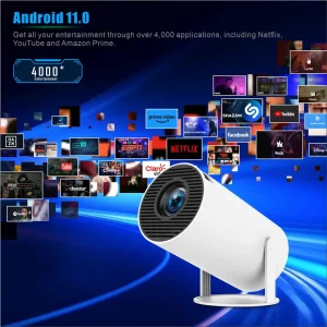 DITONG HY300 Pro Projector Android 4K 1280*720P Dual Wifi 260ANSI Video Cinema Outdoor Portable Outdoor home hd led Projetor