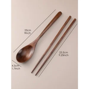 Natural Wood Dinnerware Spoon Chopsticks Fork Dinner Portable Tableware Grain Household Kitchen Cutlery Environmentally Friendly