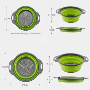 1/2pcs Silicone Round Folding Vegetable Fruits Washing Drain Basket Colander Strainer Collapsible Drainer Kitchen Accessories