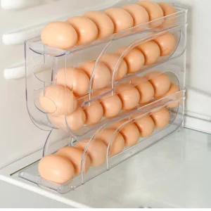 Large Capacity Automatic Egg Roller Household Four Tier Refrigerator Egg Storage Box Space Saving Kitchen Dedicated