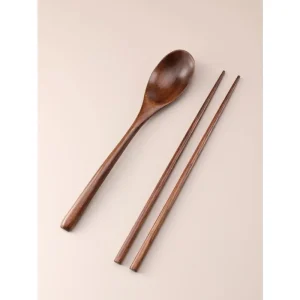 Natural Wood Dinnerware Spoon Chopsticks Fork Dinner Portable Tableware Grain Household Kitchen Cutlery Environmentally Friendly