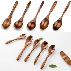 Natural Wooden Spoon Fork Dinner Kit Rice Soups Utensil Cereal Handmade Home Cookware Dinnerware Cutlery For Kitchen