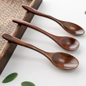 Natural Wooden Spoon Fork Dinner Kit Rice Soups Utensil Cereal Handmade Home Cookware Dinnerware Cutlery For Kitchen