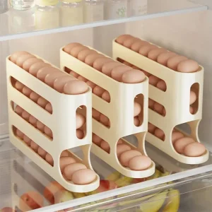 4 Layers Automatic Rolling Egg Holder Fridge Egg Storage Box Container Kitchen Refrigerator Egg Dispenser Fridge Organizer