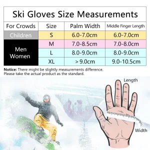 COPOZZ Men Women 3 finger Touch screen Ski Gloves Waterproof Winter Warm Snowboard Gloves Motorcycle Riding Snowmobile Gloves