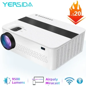 YERSIDA Projector FULL HD Native 1080P with 5G WIFI Bluetooth Support 4K Movie 9500 Lumens for Mobile Phone Home Cinema Beamer