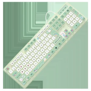 Kawaii wired keyboard milk tea rabbit cute pink cute chocolate wired keyboard girls keyboard creative coloring wireless keyboard