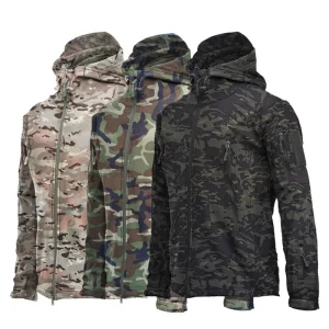 CHRLCK Men's Winter Autumn Waterproof Hiking Jackets Tactical Windproof SoftShell Jacket Fishing Camping Climbing Coats Hooded