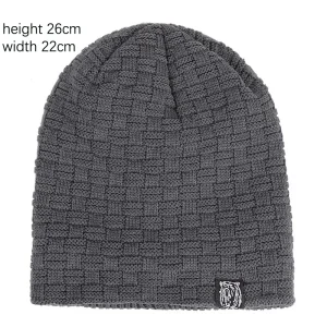 Winter Men's Plush Hat Lining Beanies Outdoor Sports Keep Warm Knitted Skullies