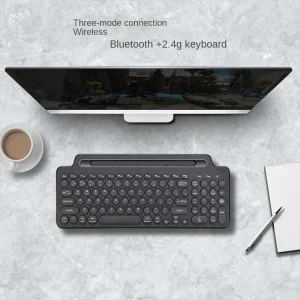 Ergonomic Wireless Keyboard 2.4Ghz - Bluetooth Enabled for Laptops, Tablets, Smartphones with Card Slot