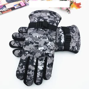 Mens Winter Touch Screen Cycling Windproof Gloves Plush and Thickened Cold and Warm Gloves Ski Camouflage Gloves