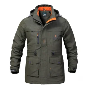 5XL Quality Men Plush Hiking Coats Outdoor Fleece Hooded Multi-pocket Tactical Windproof Warm Winter New Camping Ski Work Jacket