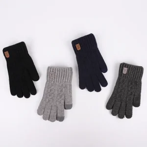 2023 new men's warm gloves winter touch screen plus fleece gloves cold warm wool knitted gloves