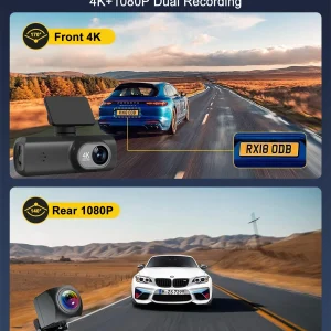 Soam Dash Cam 4K+1080P Dual-channel Dash Car Camera Recorder With GPS WiFi Car DVR 24H Parking Monitor Black Box