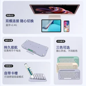 retro punk keycap built-in card slot mini wireless Bluetooth keyboard for For iPad Samsung Huawei Lenovo Android Windows Tablet