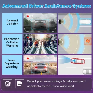 Aprilboy 4K WIFI Mirror Dash Cam Smart Driving Assistant ADAS & BSD with External GPS Support Monitor Night Vision 24H Parking