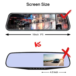 Car Rearview Dash Camera Wide 10.0 Inch Full Screen 1080P Auto Dual Lens Cam Mirror Car Recorder Stream Media Auto 4K DVR