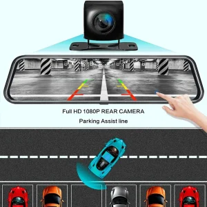 Car Rearview Dash Camera Wide 10.0 Inch Full Screen 1080P Auto Dual Lens Cam Mirror Car Recorder Stream Media Auto 4K DVR