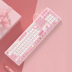 Kawaii wired keyboard milk tea rabbit cute pink cute chocolate wired keyboard girls keyboard creative coloring wireless keyboard