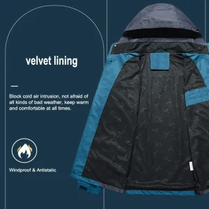 CHRLCK Men's Waterproof Hiking Jacket Large Size Windproof Windbreaker Camping Hunting Running Trekking Fishing Fleece Coat Men