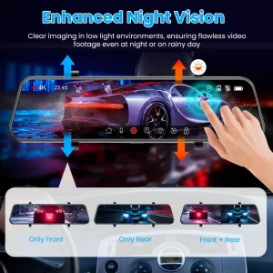 Aprilboy 4K WIFI Mirror Dash Cam Smart Driving Assistant ADAS & BSD with External GPS Support Monitor Night Vision 24H Parking