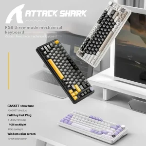 Attack Shark X85Pro Wireless Bluetooth Mechanical Keyboard Hot-swappable Tri-mode RGB Full Key Conflict-free Gaming Keyboard