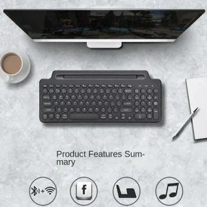 Ergonomic Wireless Keyboard 2.4Ghz - Bluetooth Enabled for Laptops, Tablets, Smartphones with Card Slot