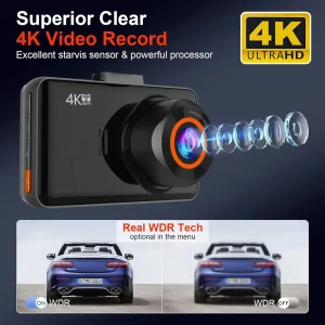 Kocam 4K WiFi Dash Cam for Cars Front and Rear Dual Lens Auto Dashcam Time-lapse Video Built-in Wifi Support 24H Parking Monitor