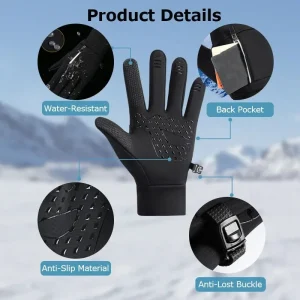 Winter Gloves Waterproof Thermal Sport Glove for Men Women for Running Cycling Driving Ski Hiking Warm Glove for Work