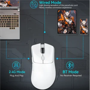 Attack Shark R1 1000Hz Bluetooth Mouse,18000dpi,PAW3311,Tri-mode Connection, Macro Gaming Mouse