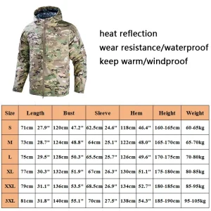 HAN WILD Heat Reflective Jackets Tactical Jacket Windproof Men Winter Thermal Combat Windbreaker Camo Hiking Hunting Coats