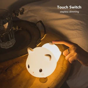 Touch Sensor 2 Colors LED Cat Night Light Dimmable Timing USB Rechargeable Silicone Table Lamp for Children Baby Birthday Gift