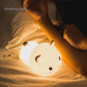 Touch Sensor 2 Colors LED Cat Night Light Dimmable Timing USB Rechargeable Silicone Table Lamp for Children Baby Birthday Gift