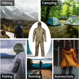 Camouflage Folding Raincoat Set Portable Travel Rain Suit Military Poncho Waterproof Goods for Fishing Motorcycle Storm Jacket