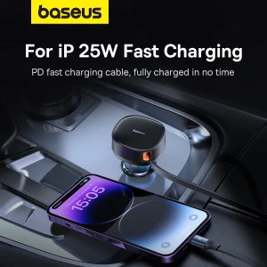 Baseus Car Charger PD QC Fast charging Quick Charging With Cable for iPhone USB Type C Cable For Samsung Xiaomi Car Charger