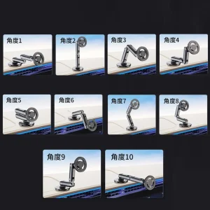 Magnetic Metal Car Phone Holder 360 Rotation Adjustable Foldable Phone Bracket for Iphone 15 14 13 12 11 Pro Max Samsung Xiaomi