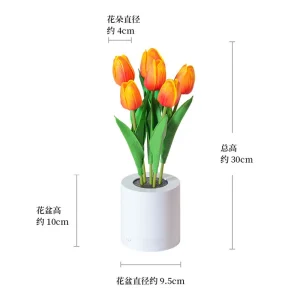 Rechargeable LED tulip night light simulated bouquet imitation lamp bedroom bedside dormitory decorative atmosphere lamp table