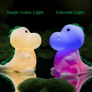 LED Silicone Lamp Colorful NightLight with Cartoon Dinosaur Shaped Design, Pat Control Atmosphere Light, Home Decoration