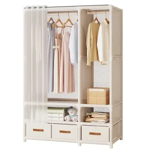 Large Capacity Portable Wardrobe Durable Assembly Closet Bedroom Clothes Organizer Sturdy Dustproof Storage Wardrobe