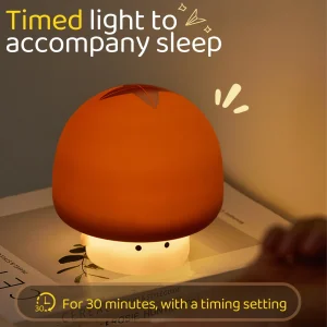 Mushroom LED Silicone Night Light Soft Sleeping Nursery Night Light Dimmable Timer Rechargeable Lamp Room Decor Baby Bedside Lam