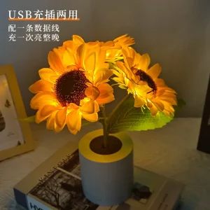 Rechargeable LED tulip night light simulated bouquet imitation lamp bedroom bedside dormitory decorative atmosphere lamp table